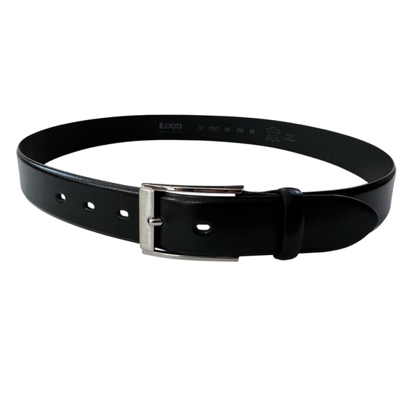 Lloyd Men’s Leather Belt Black Made in Germany Size 90 or 35” - Picture 15 of 15